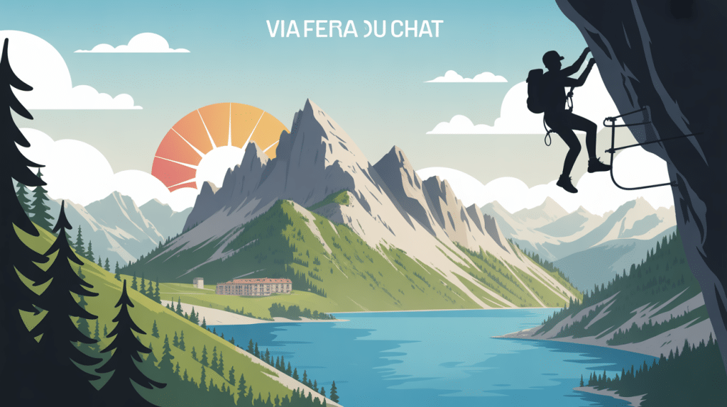 illustration via ferrata de la dent du chat vue lac du bourget