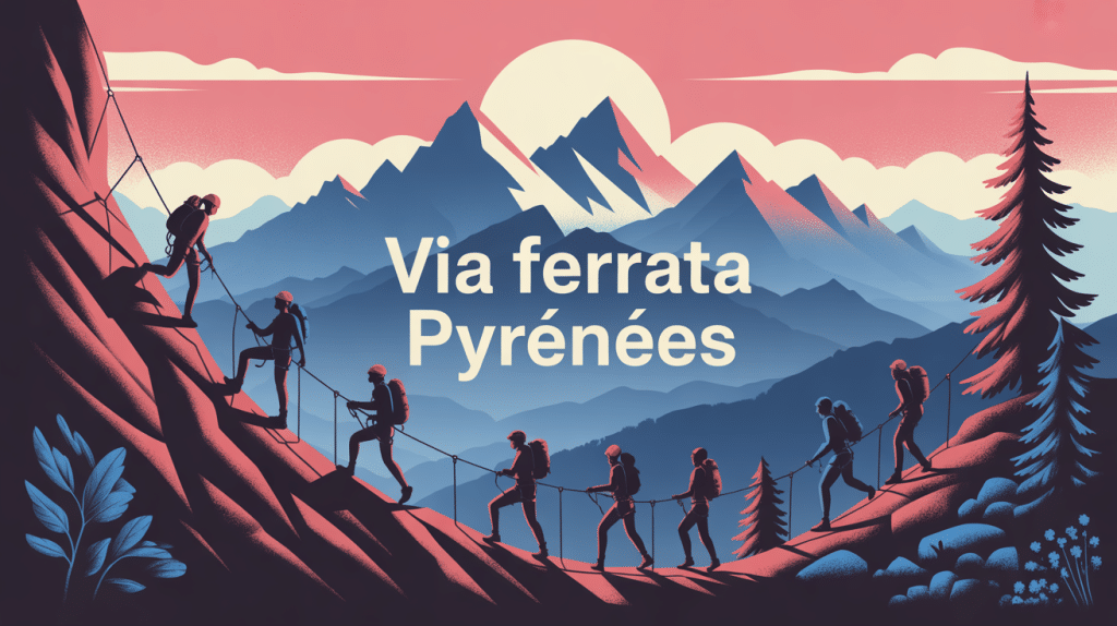Illustration via ferrata Pyrénées panorama montagnes