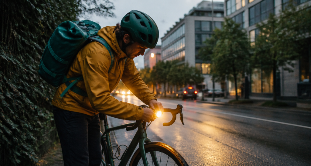 cadeau pour cycliste urbain avec casque et éclairage
