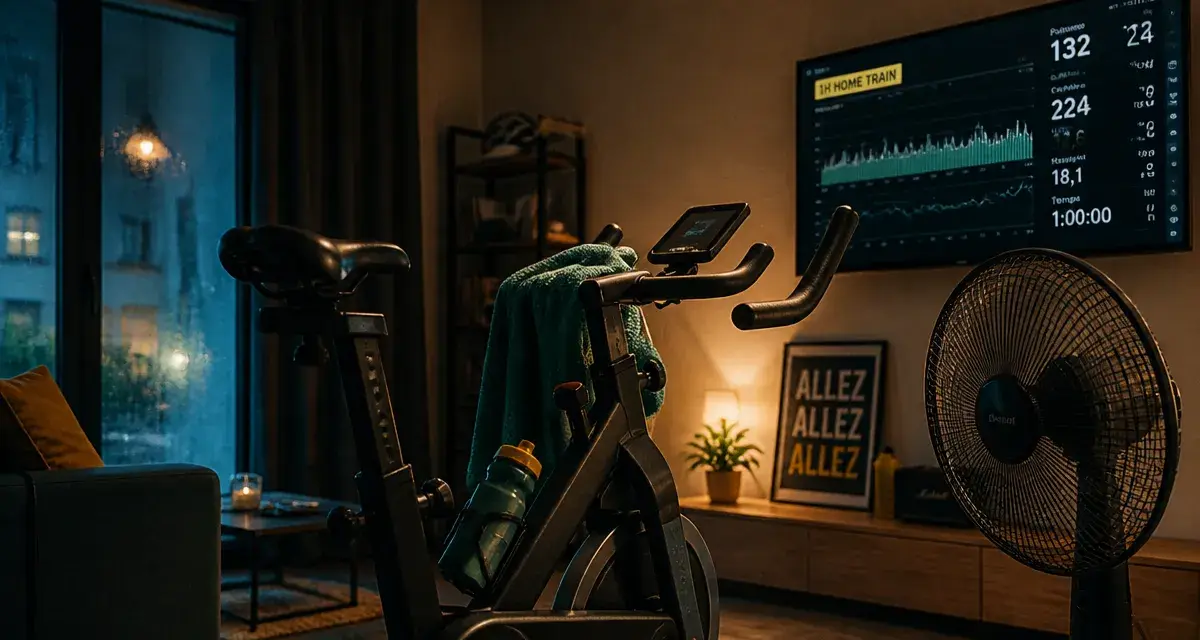 1h de home trainer par jour : vélo d’appartement et ventilateur