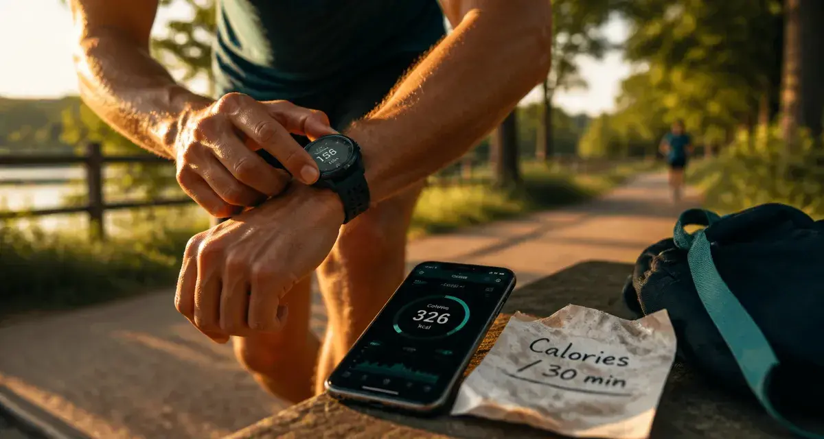 Calories brulees jogging 30 minutes : coureur et montre
