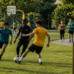 Top 20 des sports les plus pratiques au monde, jeunes jouant au football dans un parc