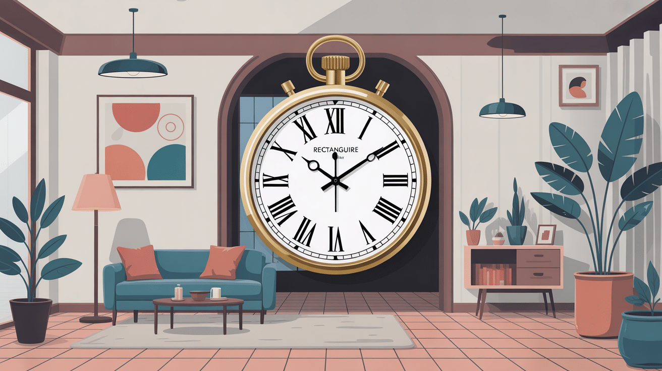 illustration horloge rectangulaire salon contemporain