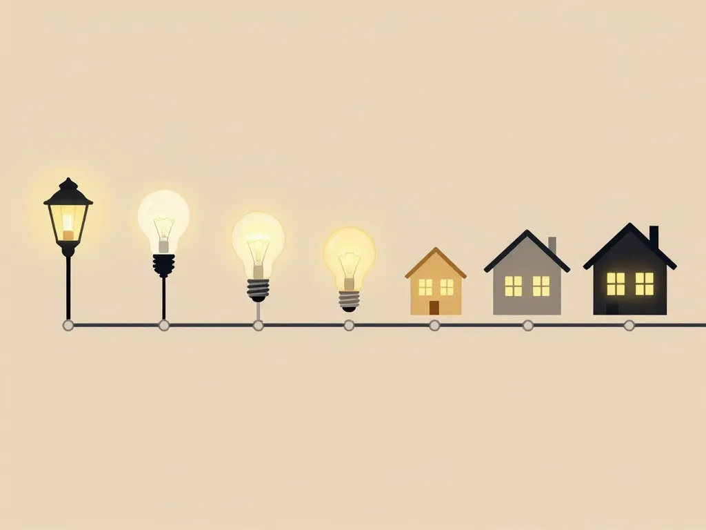 Timeline illustrant quand est arrivé l'électricité dans les maisons