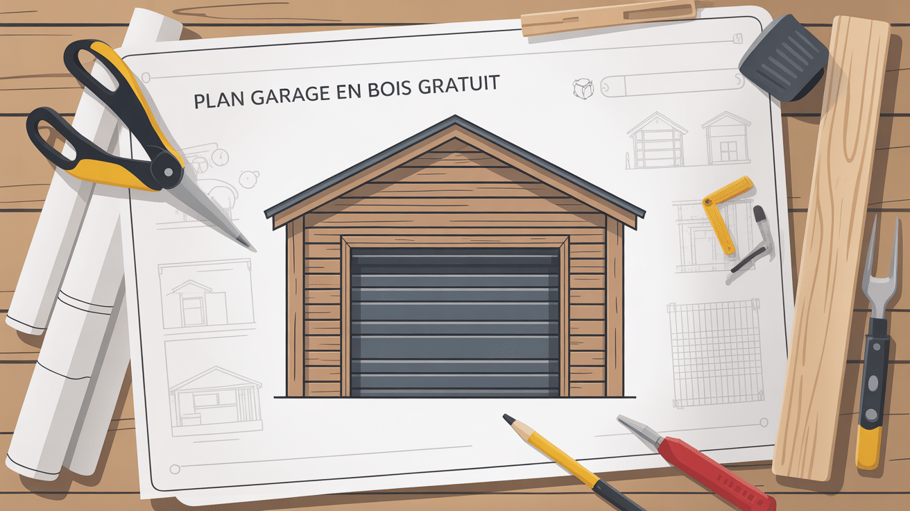 schéma plan garage en bois gratuit illustré et stylisé