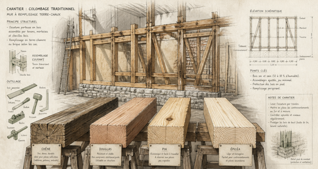 achat bois pour colombage sections essences chantier