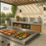 Barbecue cuisine extérieure inox béton plancha gambas