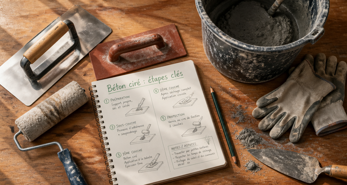 comment faire un beton cire outils sur plan de travail