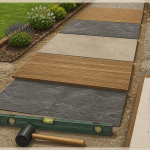 dalle allee de jardin pose outils materiaux