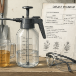 dosage roundup pulvérisateur et gobelet doseur