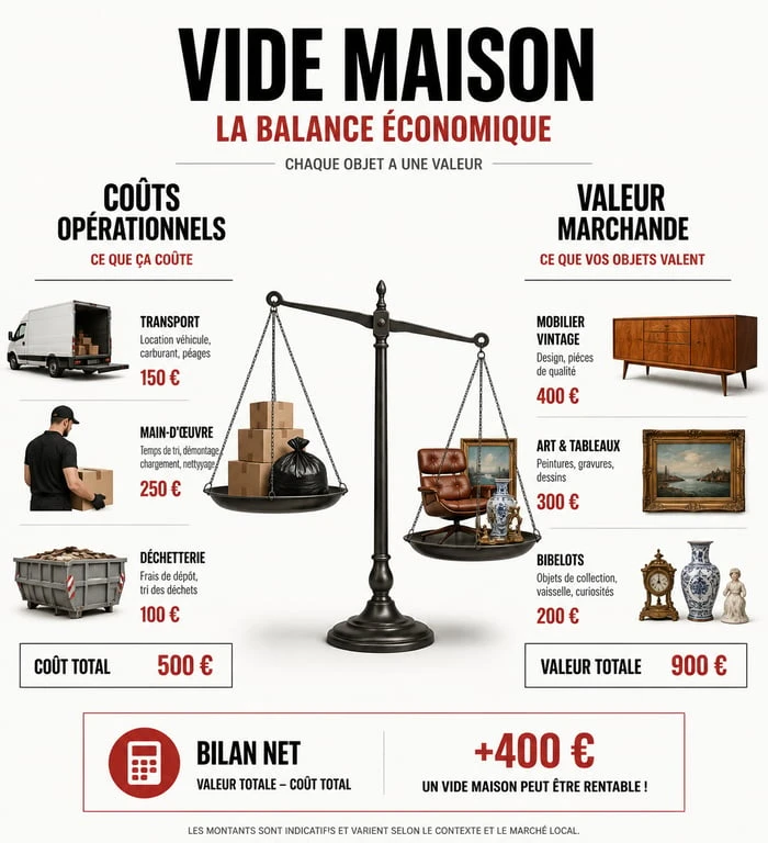 Infographie explicative du fonctionnement du vide maison gratuit et valorisation des objets
