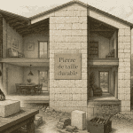 maison pierre de taille vue coupe technique et isolation biosourcée