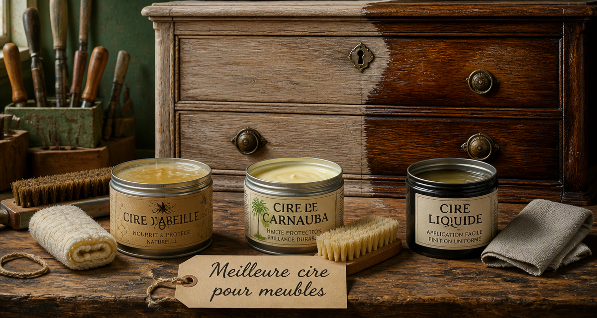 meilleure cire pour meubles sur établi, pots cire abeille et carnauba