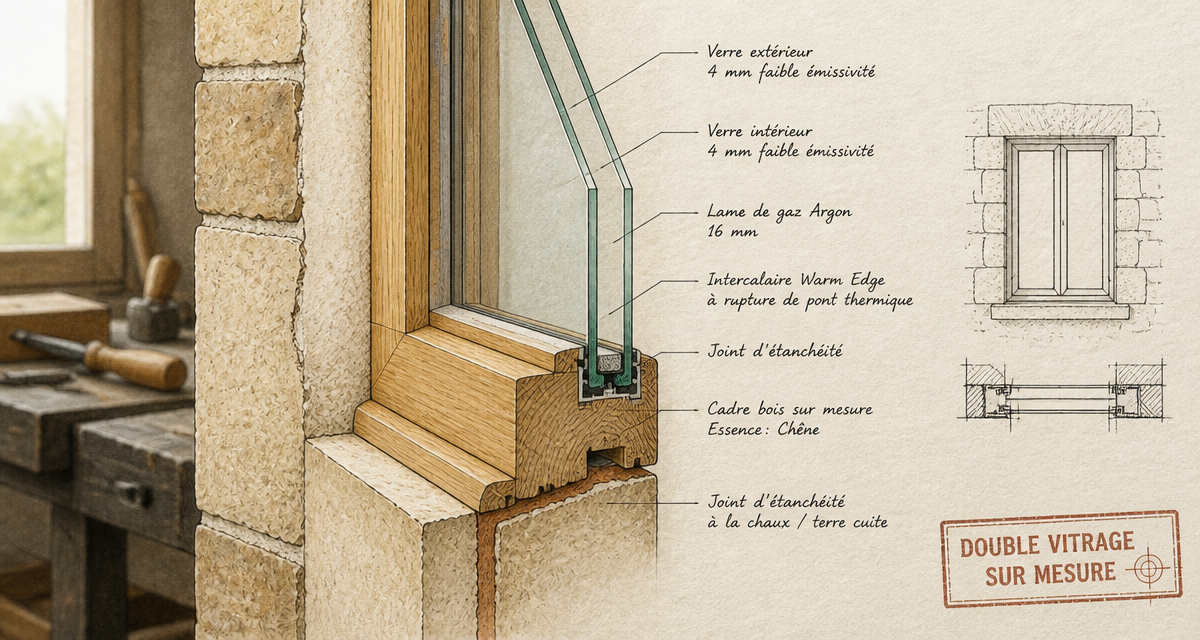 fenetre double vitrage sur mesure illustration technique