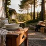 Vide maison 40 : table de chine et vente organisée, maison landaise