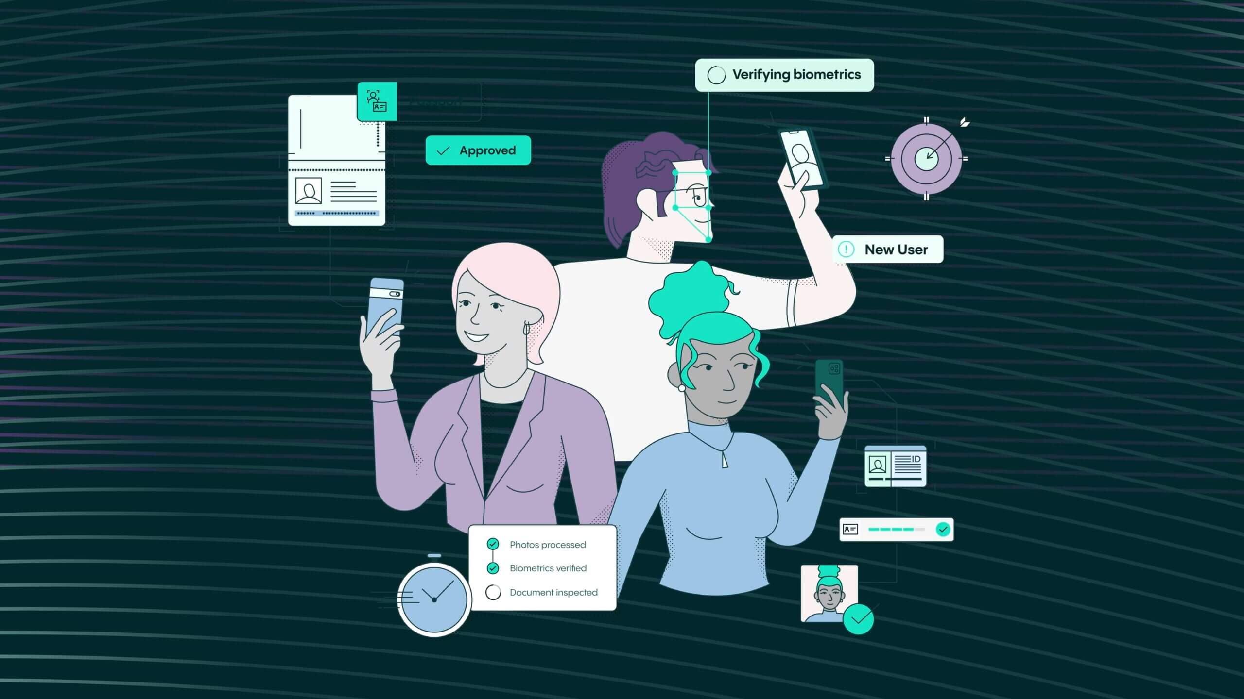 Illustration of people using technology