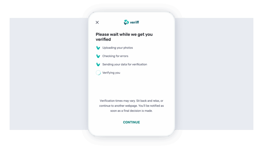 La función 'Dejar al usuario esperando' de Veriff