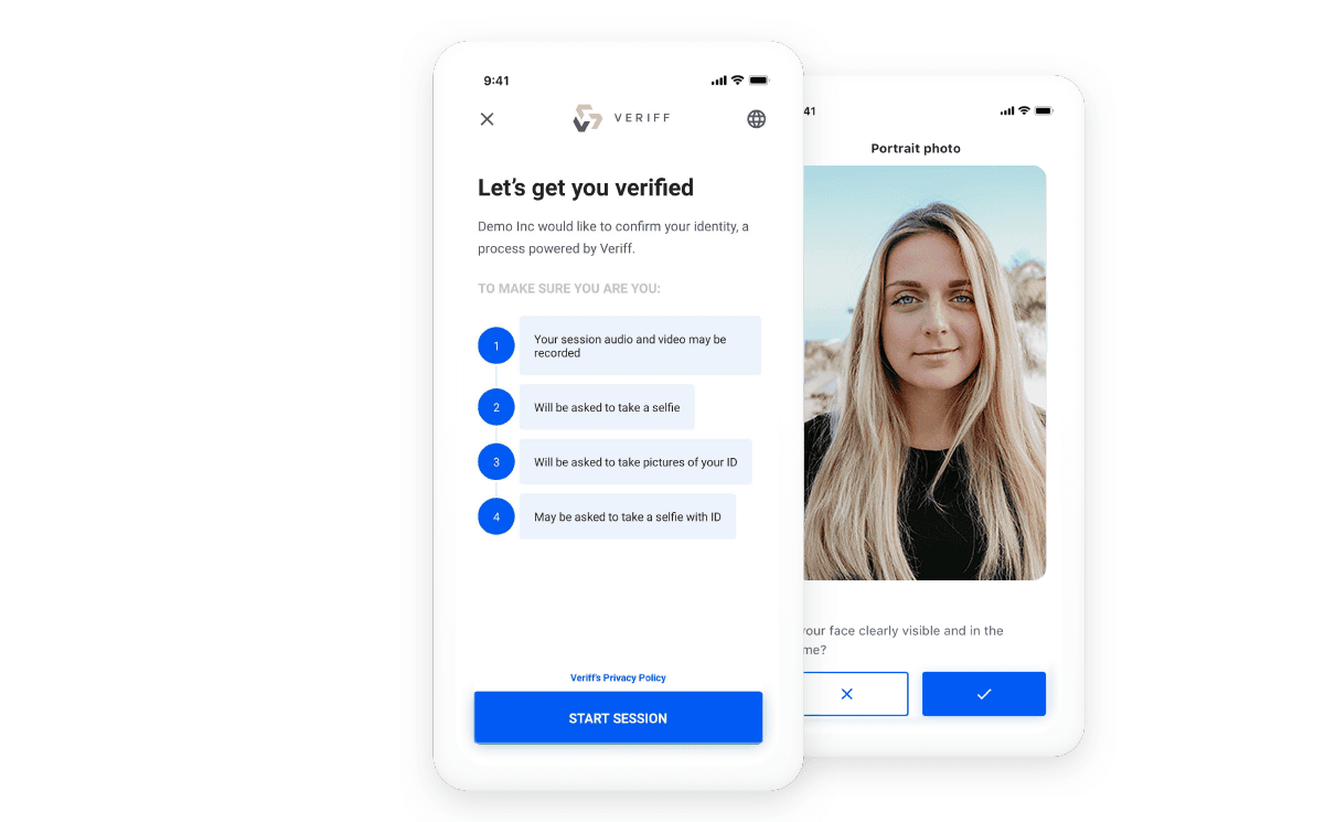 Pantalla de introducción de Veriff añadida en agosto de 2019