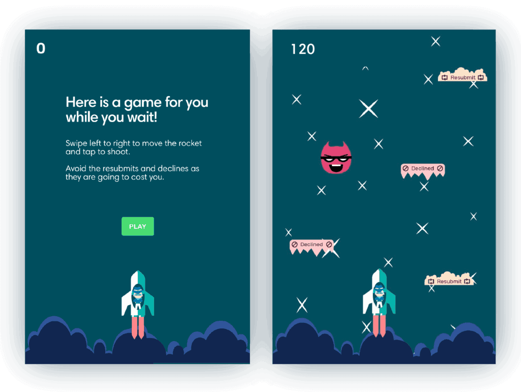 Capturas de pantalla del juego de espera construido por el equipo de Mikk