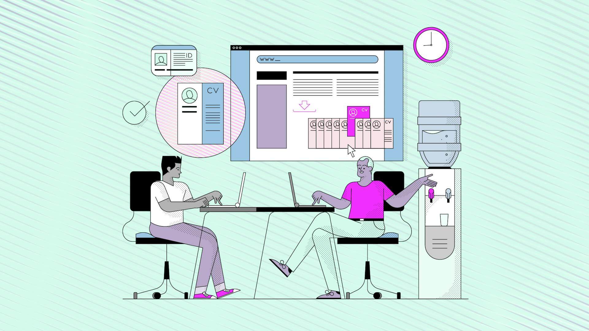 Illustration of people using technology