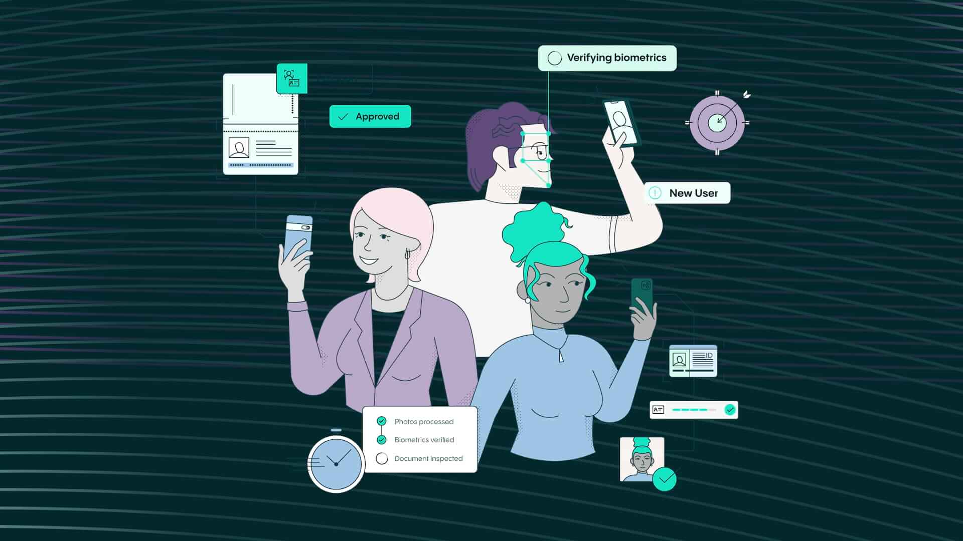 Illustration of people using technology