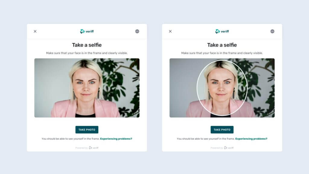 Como tirar uma selfie com a Veriff