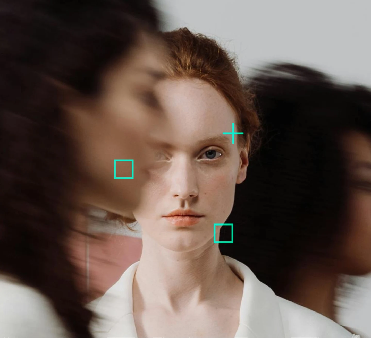 a woman face partially hidden and being verified