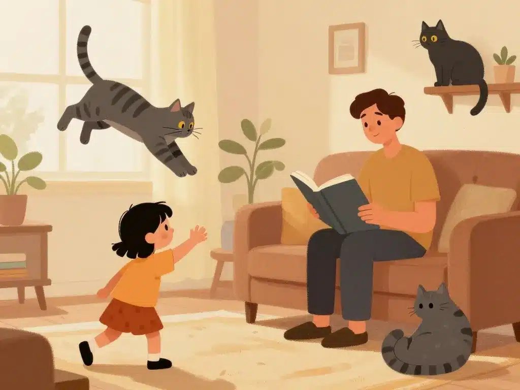 chat européen tigré gris comportement famille