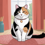 chat isabelle poil long tricolore intérieur illustration