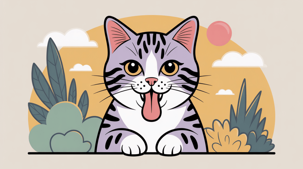 chat qui tire la langue illustration comportement