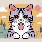 chat qui tire la langue illustration comportement