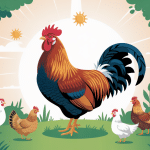 illustration d'un coq longevit dans un poulailler verdoyant