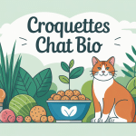 croquettes chat bio illustration santé ingrédients naturels