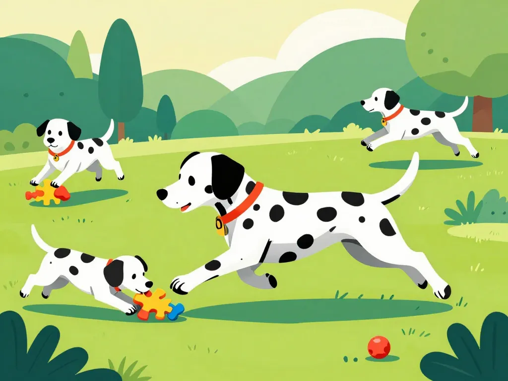Dalmatien caractère, illustration exercice et stimulation dans un parc