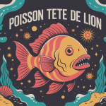 Poisson tete de lion nageoires et rayures corail