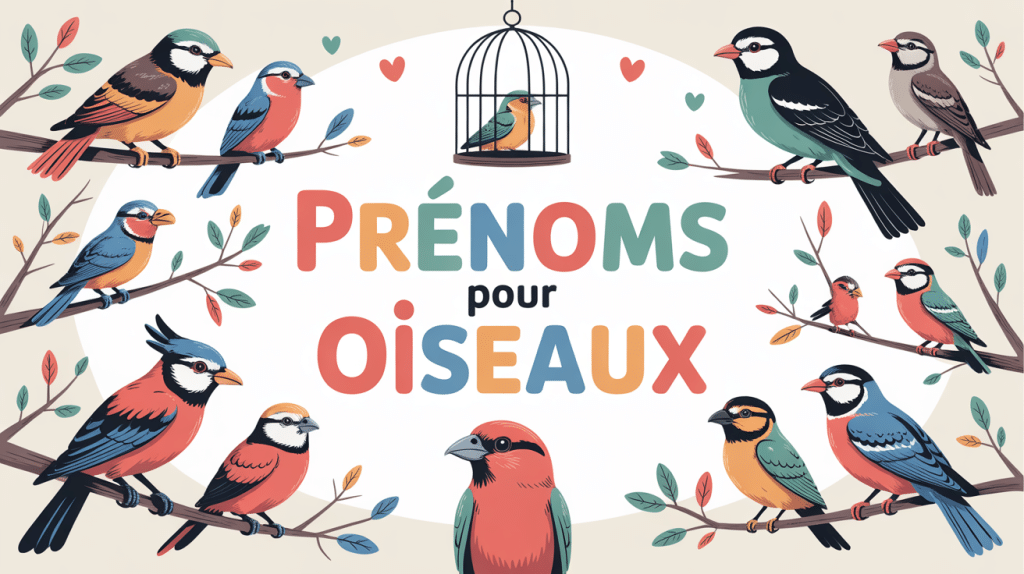 illustration colorée prénoms pour oiseaux