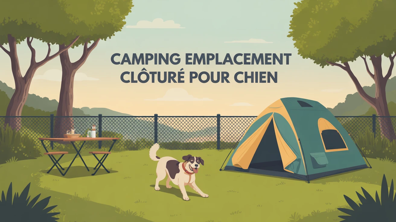 Camping avec emplacement clôturé pour chien, chien heureux