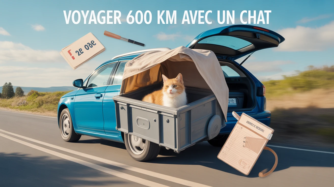 faire 600 km avec un chat en voiture illustration