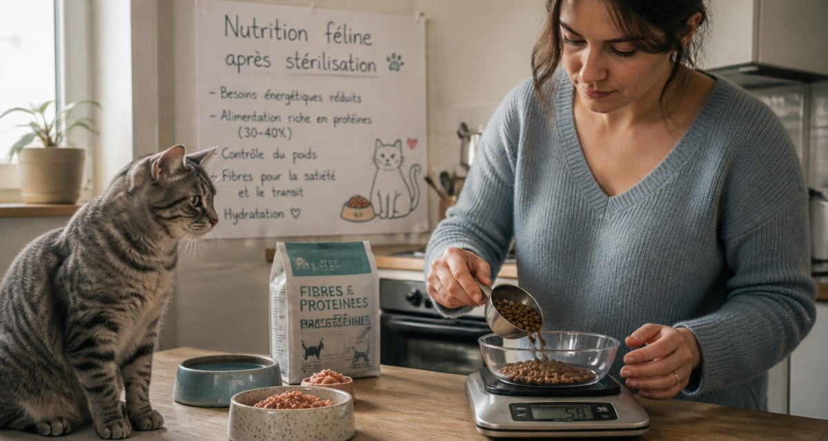 chat stérilisé alimentation pesée croquettes