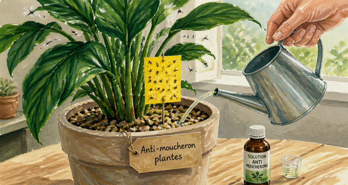 Produit anti moucheron plantes sur pot d'intérieur