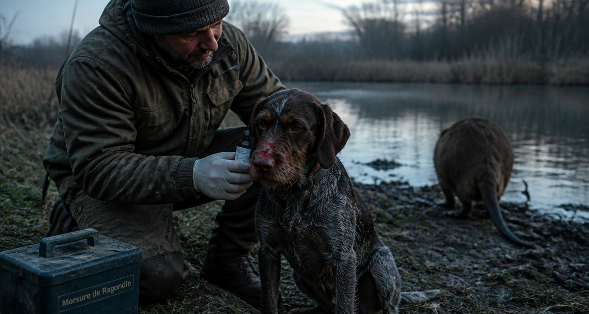 ragondin morsure chien blessé examiné