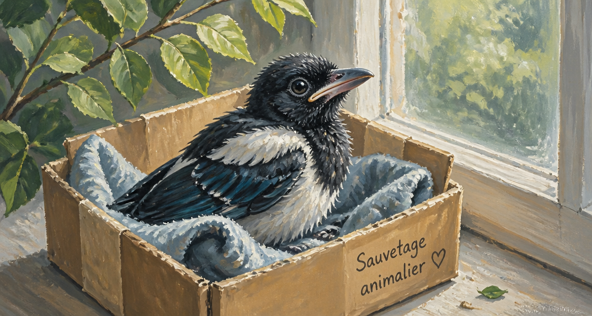 Bebes pies secourus dans un carton