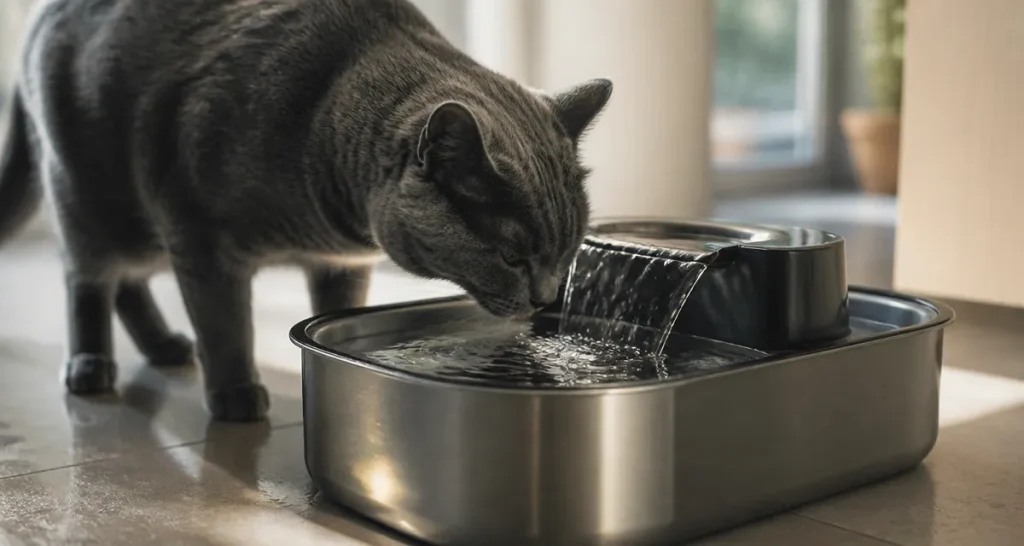 Meilleure fontaine à eau pour chat, eau filtrée en 3 niveaux