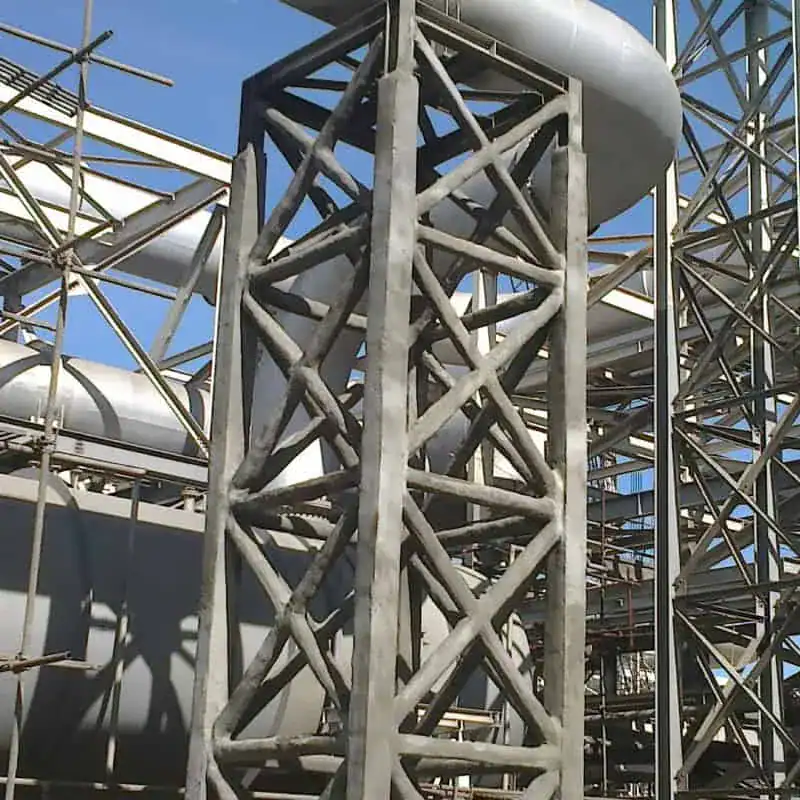 Ceiling steel beams with fire retardant paint