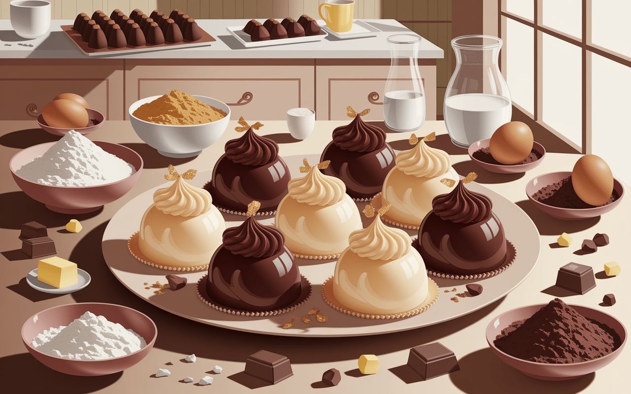 Bouchée entremets chocolats lait et blanc