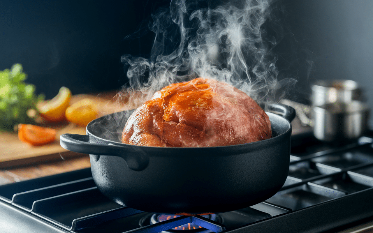 poitrine de porc confite cocotte cuisson vapeur