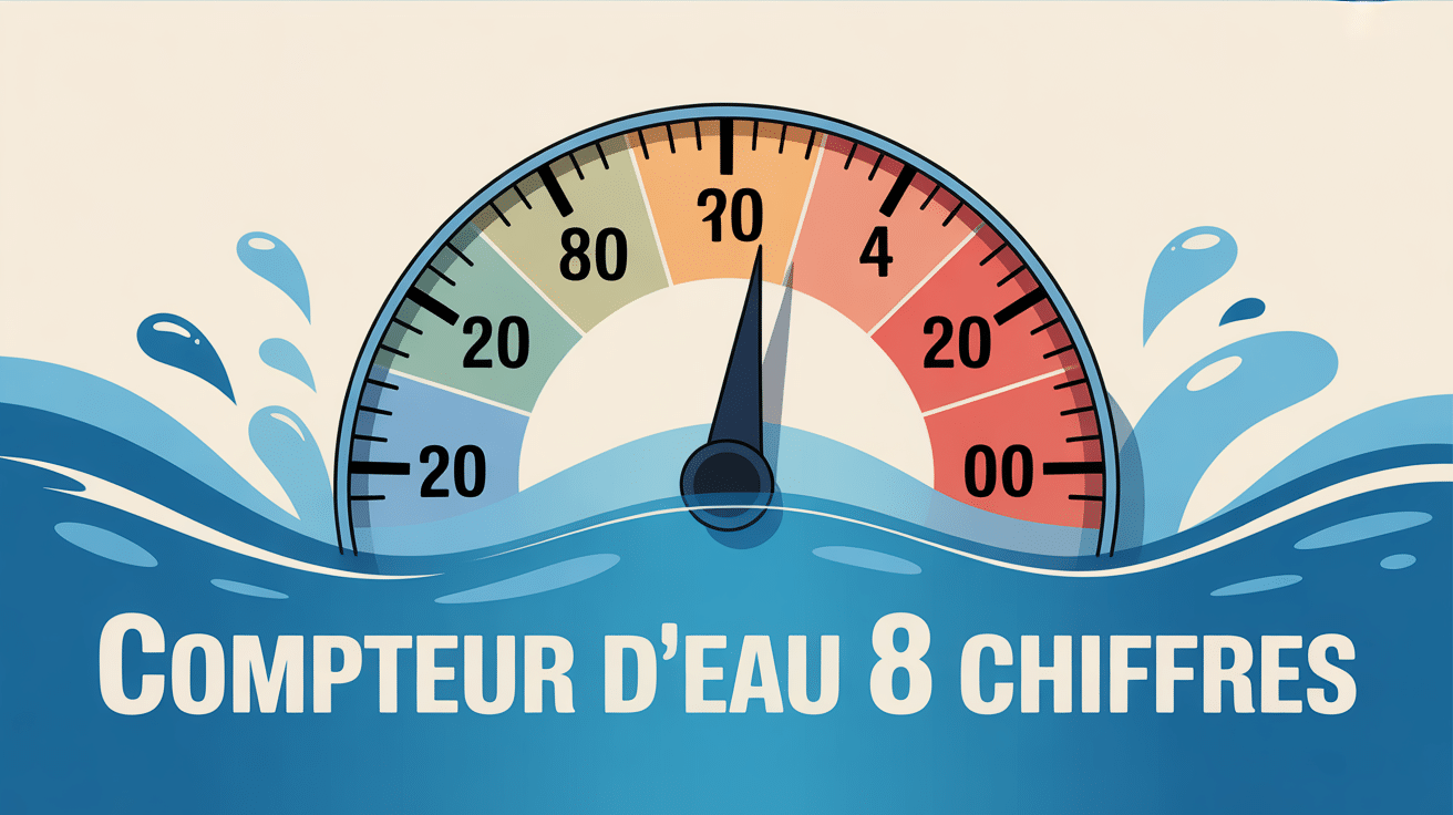 Illustration compteur d'eau 8 chiffres, comment lire un compteur d'eau à 8 chiffres