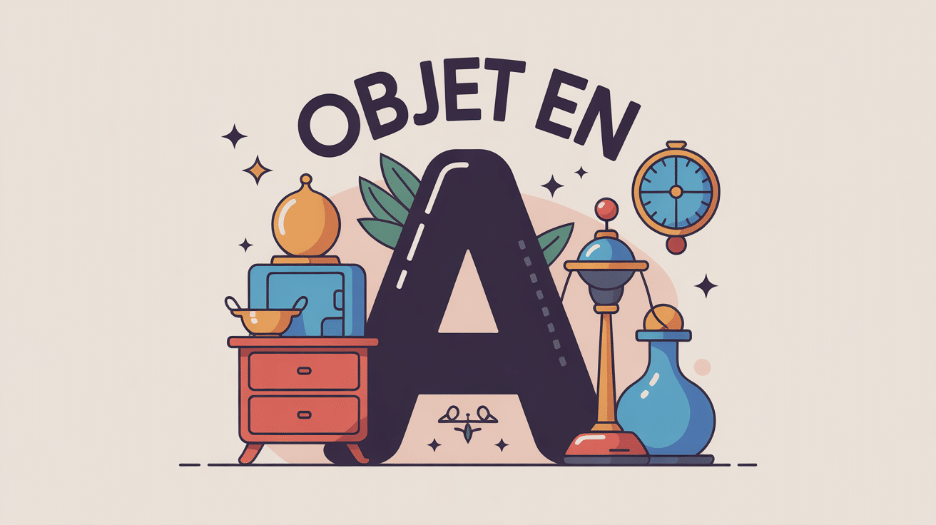 objet en a, icônes d’objets en A autour d’un A