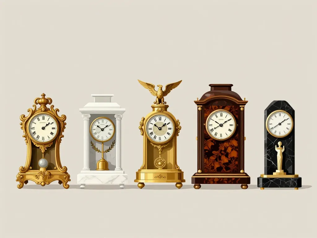 Pendule horloge ancienne, comparaison visuelle des styles historiques