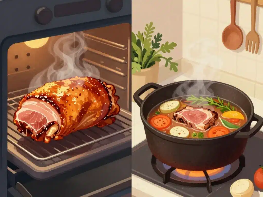 cuisson roti de porc au four et en cocotte